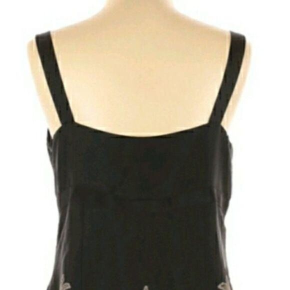 Loft Satin Surplice Empire Tie Back Scalloped Lace Scroll Cami Top Black Sz 12 - Picture 5 of 10